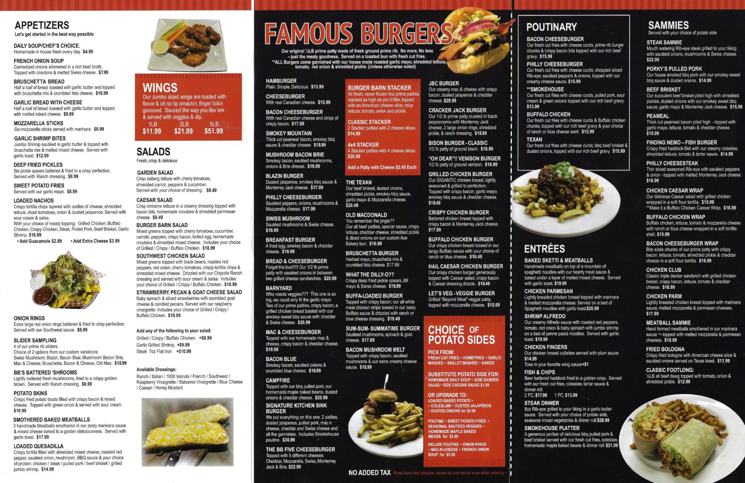 Menu Brochure - Burger Barn